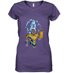 Marvel Avengers Endgame Cartoon Thanos Gauntlet Women's V-Neck T-Shirt Women's V-Neck T-Shirt - FordPhuMy