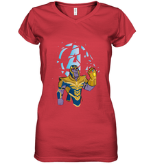 Marvel Avengers Endgame Cartoon Thanos Gauntlet Women's V-Neck T-Shirt Women's V-Neck T-Shirt - FordPhuMy