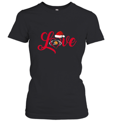 NFL Cleveland Browns Logo Christmas Santa Hat Love Heart Football Team Women's T-Shirt