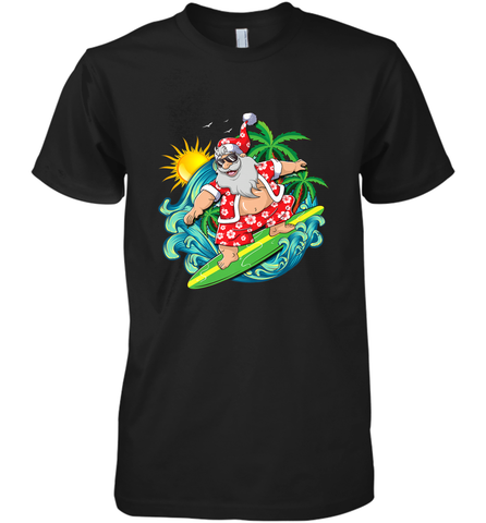 Christmas in July Santa Claus Hawaiian Surfing Gift Surf Men's Premium T-Shirt Men's Premium T-Shirt / Black / XS Men's Premium T-Shirt - FordPhuMy