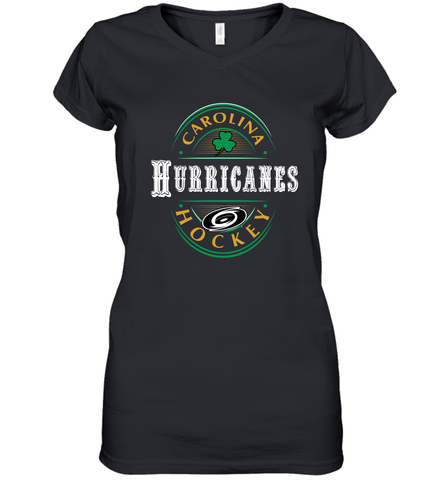Carolina Hurricanes Fanatics St. Patrick's Day Forever Lucky Women's V-Neck T-Shirt Women's V-Neck T-Shirt / Black / S Women's V-Neck T-Shirt - FordPhuMy