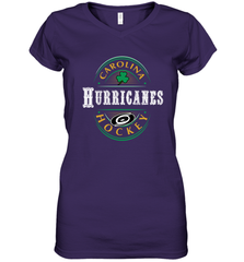 Carolina Hurricanes Fanatics St. Patrick's Day Forever Lucky Women's V-Neck T-Shirt Women's V-Neck T-Shirt - FordPhuMy