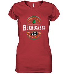 Carolina Hurricanes Fanatics St. Patrick's Day Forever Lucky Women's V-Neck T-Shirt Women's V-Neck T-Shirt - FordPhuMy