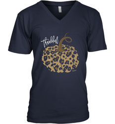 Mens Womens Thankful Pumpkin Fall Leopard Print Men's V-Neck