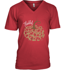 Mens Womens Thankful Pumpkin Fall Leopard Print Men's V-Neck Men's V-Neck - FordPhuMy