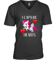 Girls Valentine's Day Unicorn I Capture Hearts Kids Gift Men's V-Neck