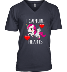 Girls Valentine's Day Unicorn I Capture Hearts Kids Gift Men's V-Neck