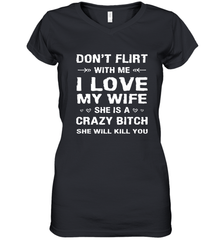 Don't Flirt With Me I Love Wife Valentine's Day Husband Gift Women's V-Neck T-Shirt Women's V-Neck T-Shirt - FordPhuMy