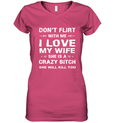 Don't Flirt With Me I Love Wife Valentine's Day Husband Gift Women's V-Neck T-Shirt Women's V-Neck T-Shirt - FordPhuMy