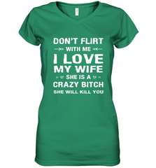 Don't Flirt With Me I Love Wife Valentine's Day Husband Gift Women's V-Neck T-Shirt Women's V-Neck T-Shirt - FordPhuMy