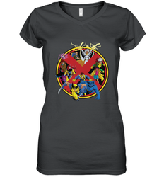 Marvel X Men Animated Series Logo Retro 90s Women's V-Neck T-Shirt