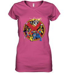 Marvel X Men Animated Series Logo Retro 90s Women's V-Neck T-Shirt Women's V-Neck T-Shirt - FordPhuMy
