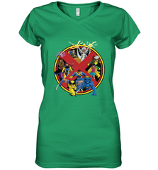 Marvel X Men Animated Series Logo Retro 90s Women's V-Neck T-Shirt Women's V-Neck T-Shirt - FordPhuMy