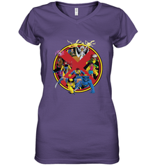 Marvel X Men Animated Series Logo Retro 90s Women's V-Neck T-Shirt Women's V-Neck T-Shirt - FordPhuMy