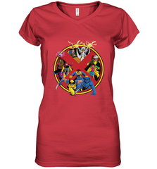 Marvel X Men Animated Series Logo Retro 90s Women's V-Neck T-Shirt Women's V-Neck T-Shirt - FordPhuMy