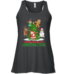 Dabbing Around Christmas Tree Baseball Snowman Santa Women's Racerback Tank Women's Racerback Tank - FordPhuMy