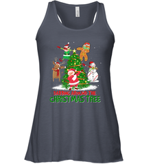 Dabbing Around Christmas Tree Baseball Snowman Santa Women's Racerback Tank Women's Racerback Tank - FordPhuMy