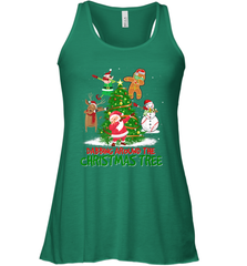 Dabbing Around Christmas Tree Baseball Snowman Santa Women's Racerback Tank Women's Racerback Tank - FordPhuMy