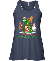 Dabbing Around Christmas Tree Baseball Snowman Santa Women's Racerback Tank Women's Racerback Tank - FordPhuMy