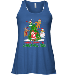 Dabbing Around Christmas Tree Baseball Snowman Santa Women's Racerback Tank Women's Racerback Tank - FordPhuMy