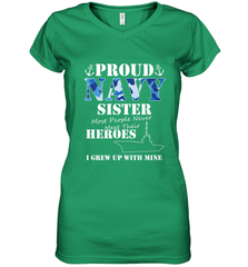US Military Proud Navy Sister Men or Women Women's V-Neck T-Shirt Women's V-Neck T-Shirt - FordPhuMy