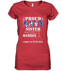 US Military Proud Navy Sister Men or Women Women's V-Neck T-Shirt Women's V-Neck T-Shirt - FordPhuMy