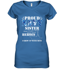 US Military Proud Navy Sister Men or Women Women's V-Neck T-Shirt Women's V-Neck T-Shirt - FordPhuMy