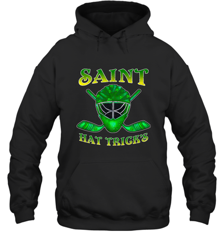 Saint Hat Tricks Ice Hockey Funny St Patricks Day Gift Hooded Sweatshirt Hooded Sweatshirt / Black / S Hooded Sweatshirt - FordPhuMy