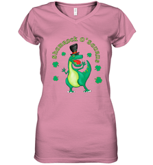 T Rex Dinosaur St. Patrick's Day Irish Funny Women's V-Neck T-Shirt Women's V-Neck T-Shirt - FordPhuMy