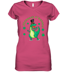 T Rex Dinosaur St. Patrick's Day Irish Funny Women's V-Neck T-Shirt Women's V-Neck T-Shirt - FordPhuMy