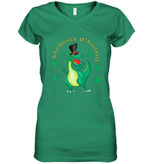 T Rex Dinosaur St. Patrick's Day Irish Funny Women's V-Neck T-Shirt Women's V-Neck T-Shirt - FordPhuMy