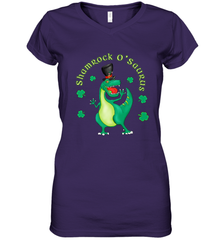 T Rex Dinosaur St. Patrick's Day Irish Funny Women's V-Neck T-Shirt Women's V-Neck T-Shirt - FordPhuMy
