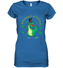 T Rex Dinosaur St. Patrick's Day Irish Funny Women's V-Neck T-Shirt Women's V-Neck T-Shirt - FordPhuMy