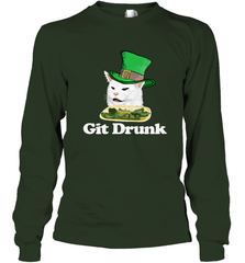 Git Drunk Funny Arguing Cat Meme St Patricks Day Long Sleeve T-Shirt Long Sleeve T-Shirt - FordPhuMy