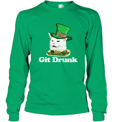 Git Drunk Funny Arguing Cat Meme St Patricks Day Long Sleeve T-Shirt Long Sleeve T-Shirt - FordPhuMy