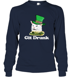 Git Drunk Funny Arguing Cat Meme St Patricks Day Long Sleeve T-Shirt