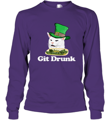 Git Drunk Funny Arguing Cat Meme St Patricks Day Long Sleeve T-Shirt Long Sleeve T-Shirt - FordPhuMy
