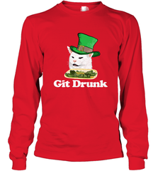 Git Drunk Funny Arguing Cat Meme St Patricks Day Long Sleeve T-Shirt Long Sleeve T-Shirt - FordPhuMy